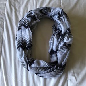 Black, gray and white chevron infinity scarf